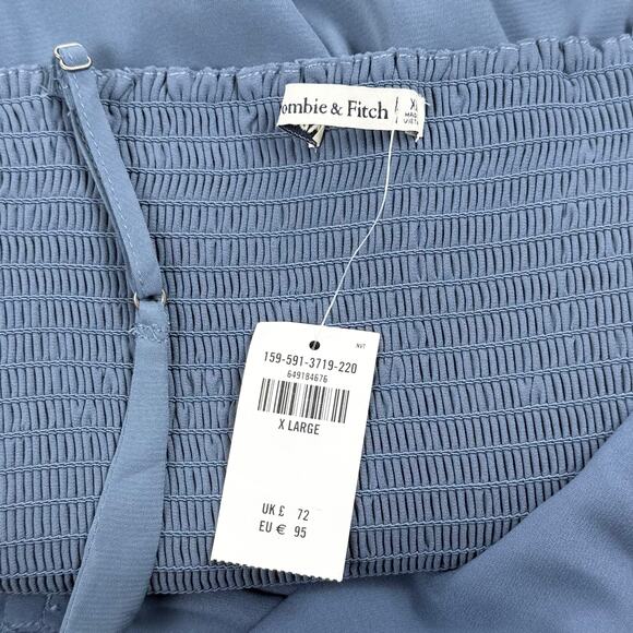 Abercrombie & Fitch Women's Floral Cinch Front Midi Dress XL Blue - Picture 4 of 16